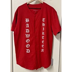 Original Badwood Men Size XL Thirteen Button Down Red S/S Jersey‎ Streetwear